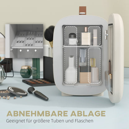 HOMCOM Mini Kühlschrank Kühlschrank Beauty Fridge, 4 L Fassungsvermögen, 20,3 x 26,3 x 28 cm, Cremeweiß