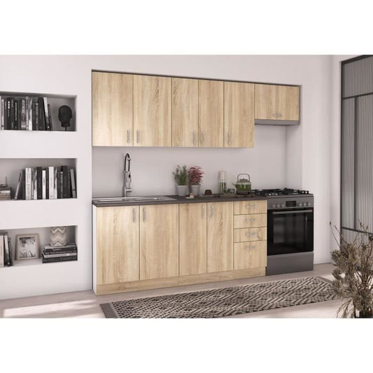 SARA kitchen base unit - 2 doors - Sonoma oak decor - L60 x D48 x H 82 cm