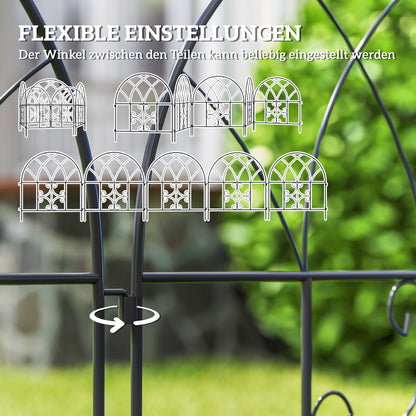 Outsunny Gartenzaun Zaun Stahl 300 cm x 70 cm hoch Dekorativer Gitterzaun Set Zaunelemente Schwarz