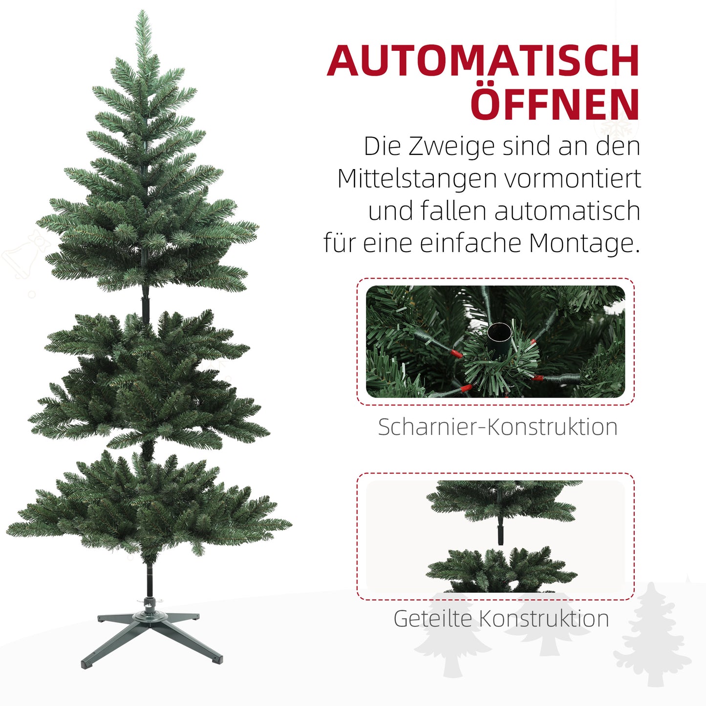 HOMCOM Weihnachtsbaum, Nordmanntanne, naturgetreu, breit & üppig, 150 x Φ100 cm, Grün