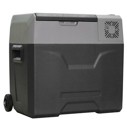 HOMCOM Autokühlschrank, Kühlbox, 50L, bis -20° C, Touch-Display, 2 Räder, Teleskopgriff, 58,6 x 37,8 x 54,5 cm, Grau