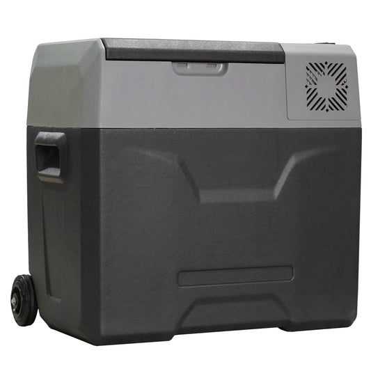 HOMCOM Autokühlschrank, Kühlbox, 50L, bis -20° C, Touch-Display, 2 Räder, Teleskopgriff, 58,6 x 37,8 x 54,5 cm, Grau