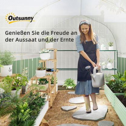 Outsunny 3 x 2 x 2 m Polytunnel-Gewächshaus mit aufrollbaren Seitenwänden, UV-beständiger Kunststoff-Plane und Stahlrahmen, Weiß