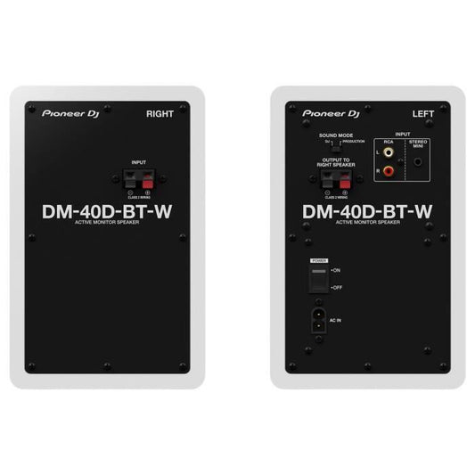 Pair of Pioneer DJ DM-40D-BT-W monitoring speakers - Bluetooth - Bass Reflex - 2x19W - DJ or Production mode - White