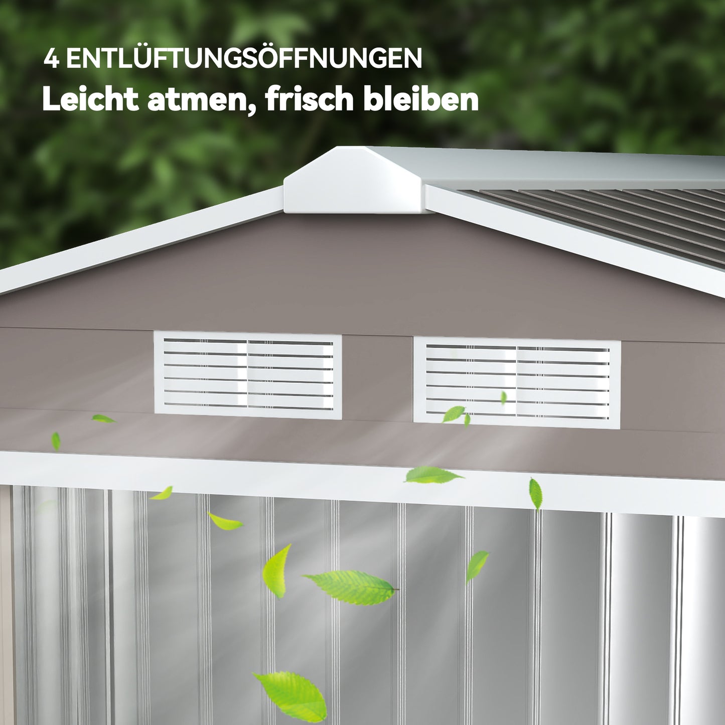 Outsunny Geräteschuppen mit Schiebetüren 2,13 x 1,30 x 1,85cm Metall Grau