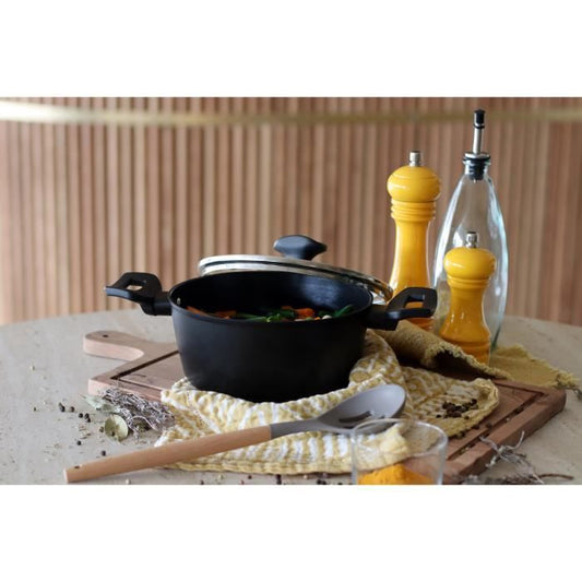 Dutch oven - MENASTYL - 6020646 - Forged aluminum - 20 cm - Black - Suitable for all heat sources including induction