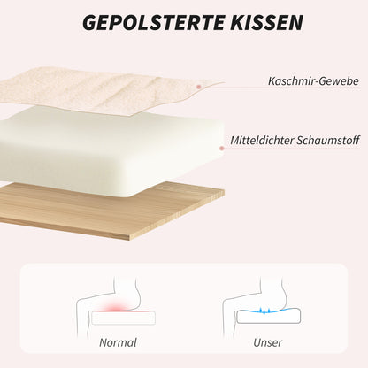 HOMCOM Bürostuhl, Schreibtisch-Polsterstuhl, Kippfunktion, drehbar, rollbar, Cremeweiß