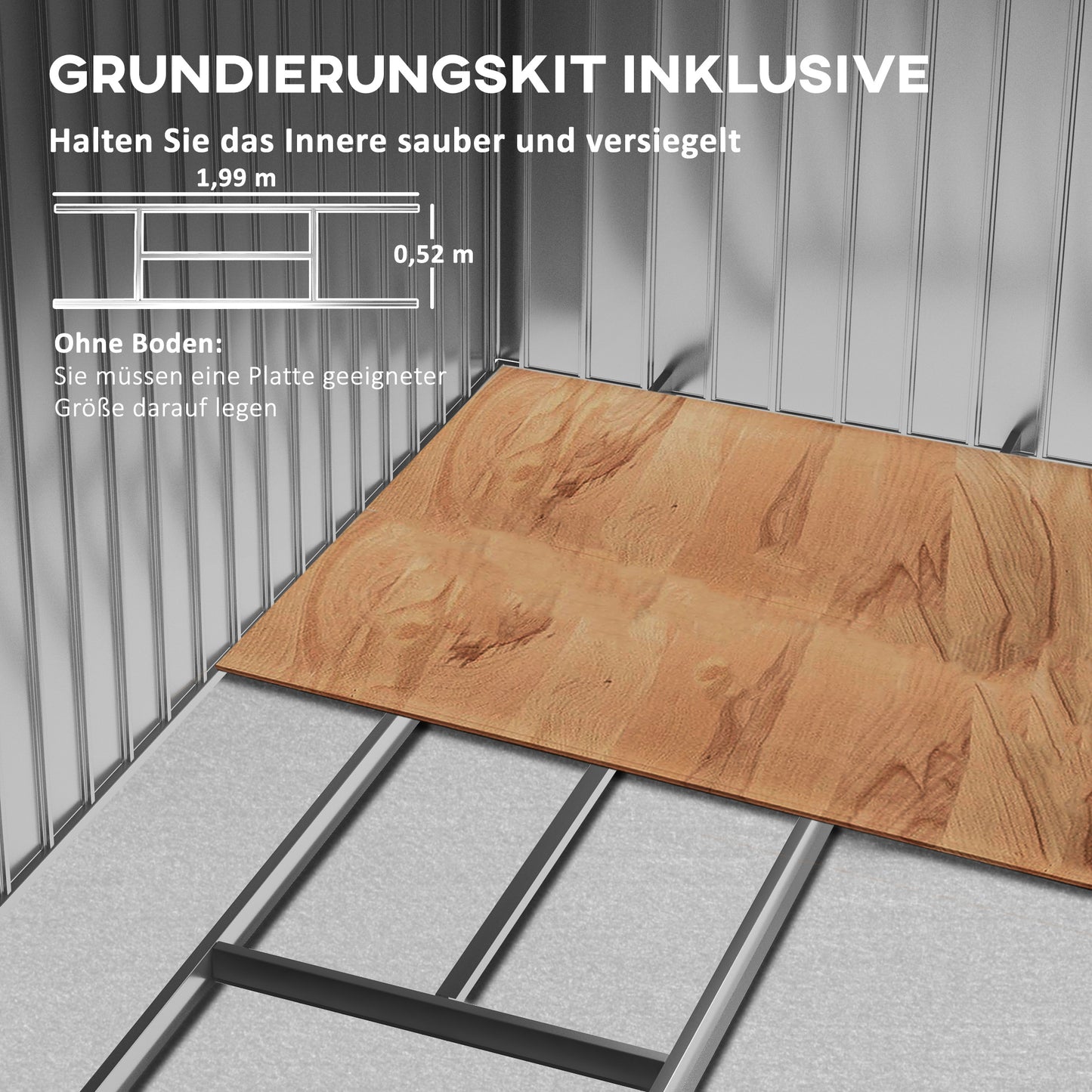 Outsunny Geräteschuppen mit Schiebetüren 2,13 x 1,30 x 1,85cm Metall Kohlegrau