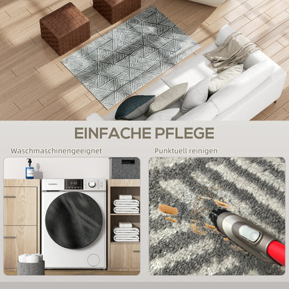 HOMCOM Teppich Wohnzimmerteppich im Modern Stil, waschbar Flächenteppich 150 x 80 cm Dunkelgrau