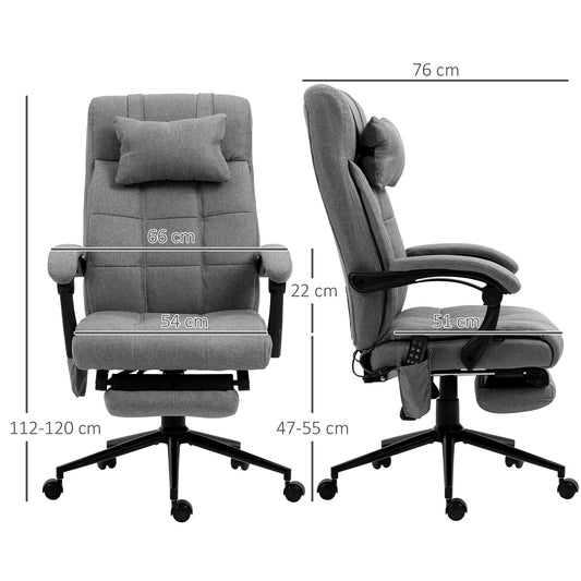 Vinsetto Bürostuhl mit Massagefunktion, ergonomisch, 66x76x112-120cm, Grau