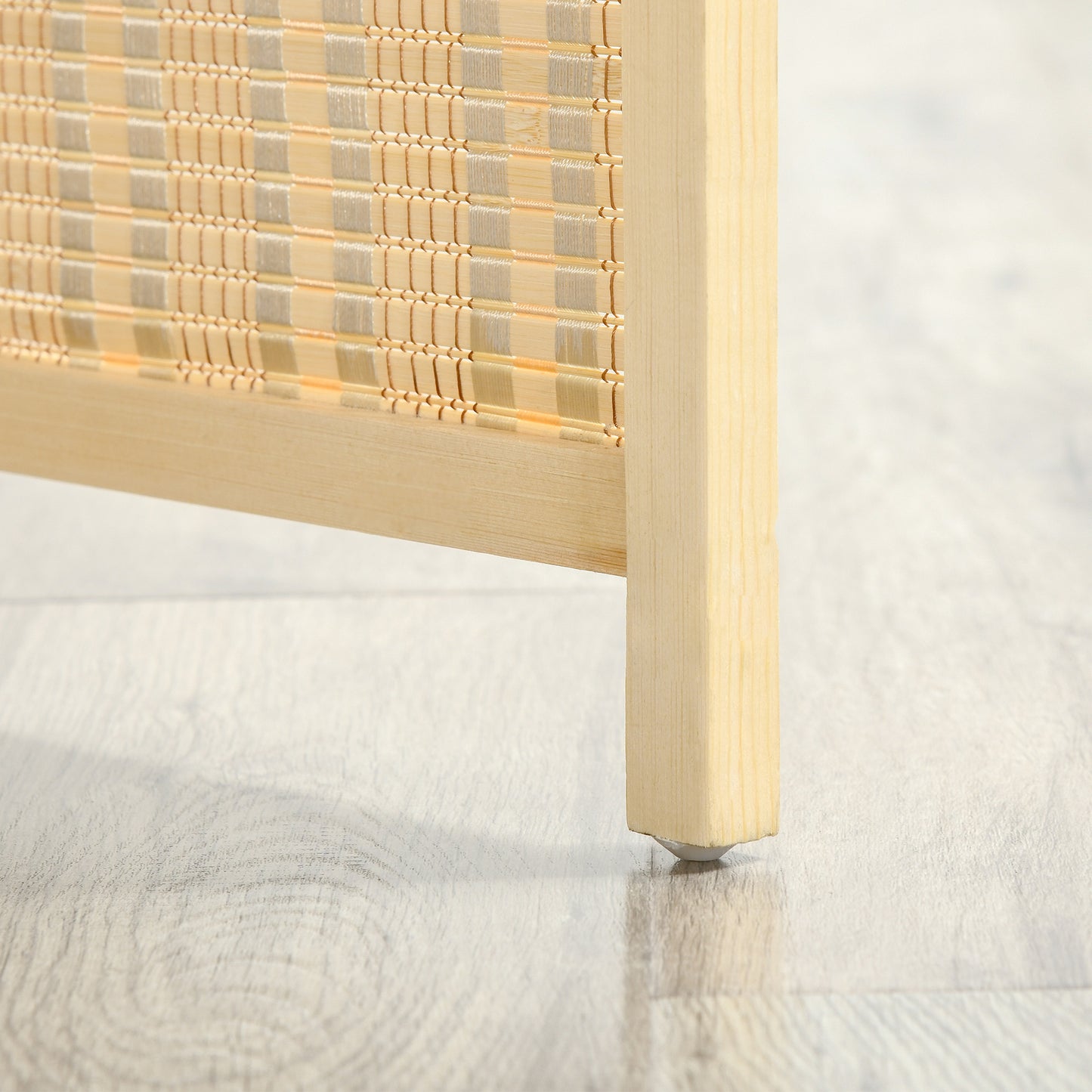 HOMCOM Raumteiler, Raumtrenner aus Bambus, 2 Regale, faltbar, Fußpads, Natur