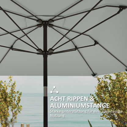 Outsunny 2,3 m Sonnenschirm ohne Basis, Verstellbarer Terrassenschirm mit Kurbel, Polyester, Aluminium, Fiberglas, Dunkelgrau
