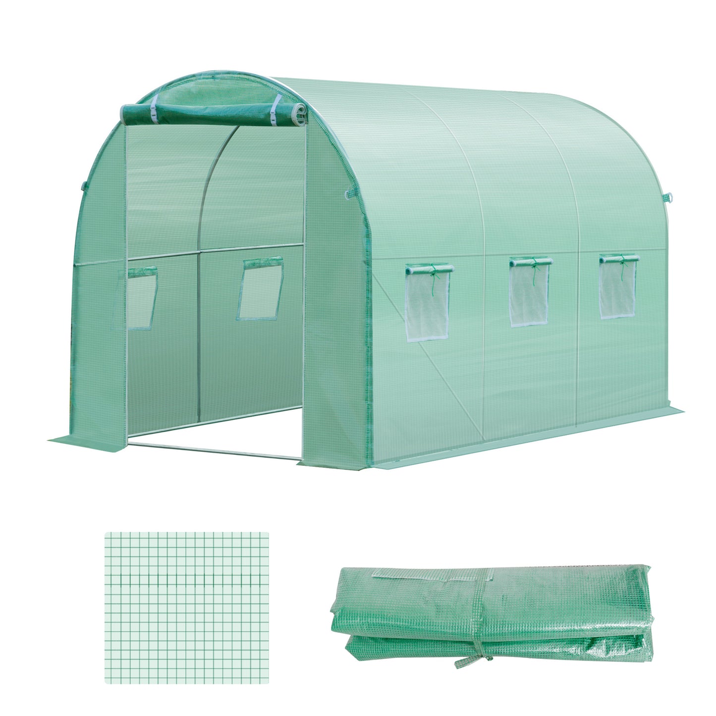 Outsunny Gewächshausfolie, 3 x 2 x 2 m, wasserdichte Gartenplane mit UV-Schutz, Kunststoff-Folie, Abdeckplane für Treibhaus, Folientunnel, Tunnelfolie für Außenbereich, Grün