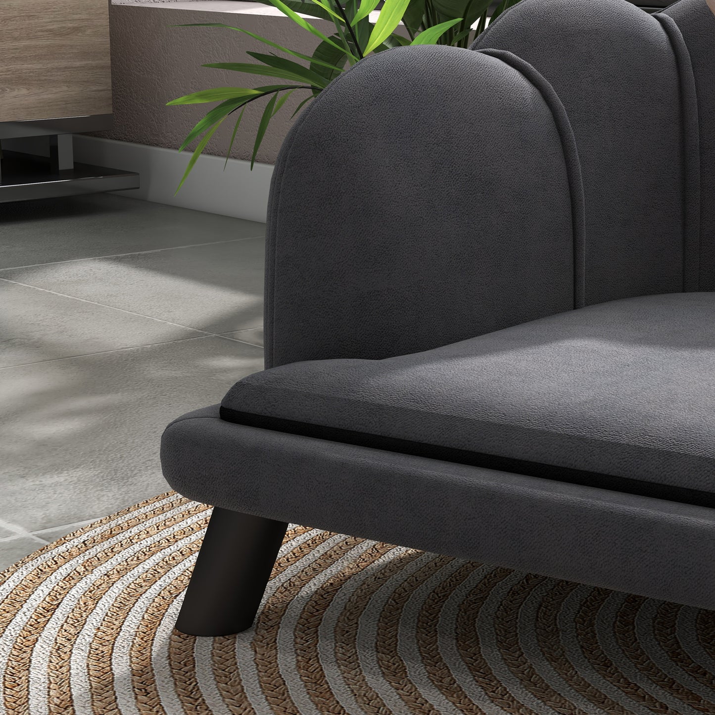 PawHut Hundesofa Hundecouch, Waschbarer Bezug, Haustiersofa mit Rückenlehne und Holzbeine, Katzensofa, für mittelgroße Hunde under 25 kg, Dunkelgrau