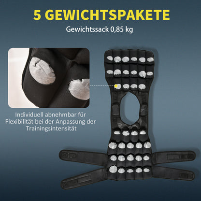 HOMCOM 30 kg Gewichtsweste Trainingsweste mit 35 Gewichtssäcke Verstellbar Krafttraining Fitness Oxford Metall Schwarz 60 x 50 cm
