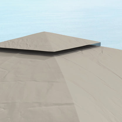 Outsunny 3,4 x 3,4 m Gartenpavillon, Bierzelt mit Lüftungsdach, Bogenfenstern, Stahlgestell, Hellgrau