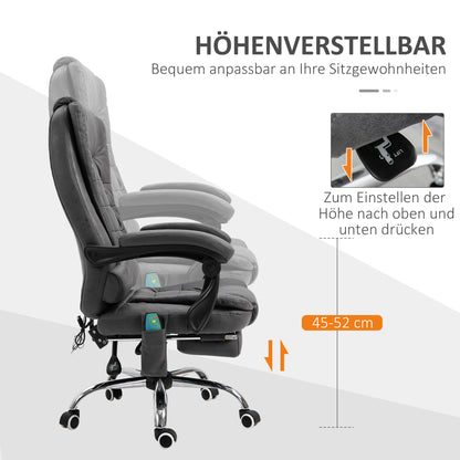 Vinsetto Bürostuhl med massagefunktion, ergonomisk, 65x160x104cm, Grau