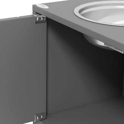 PawHut Erhöhte Futterstation mit 2 Edelstahlschüsseln und 44 L Staurum, Magnettüren, für große Hunde, Grau