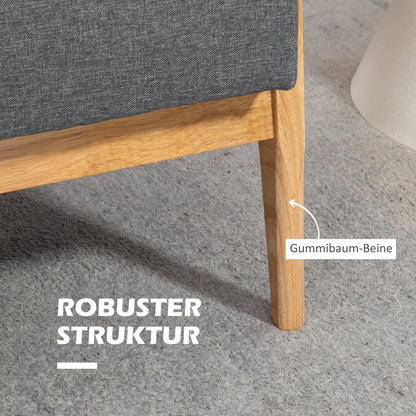 HOMCOM Dreisitzer-Polstersofa, Kautschukholz, 154,5 x 69,5 x 73 cm, Grau
