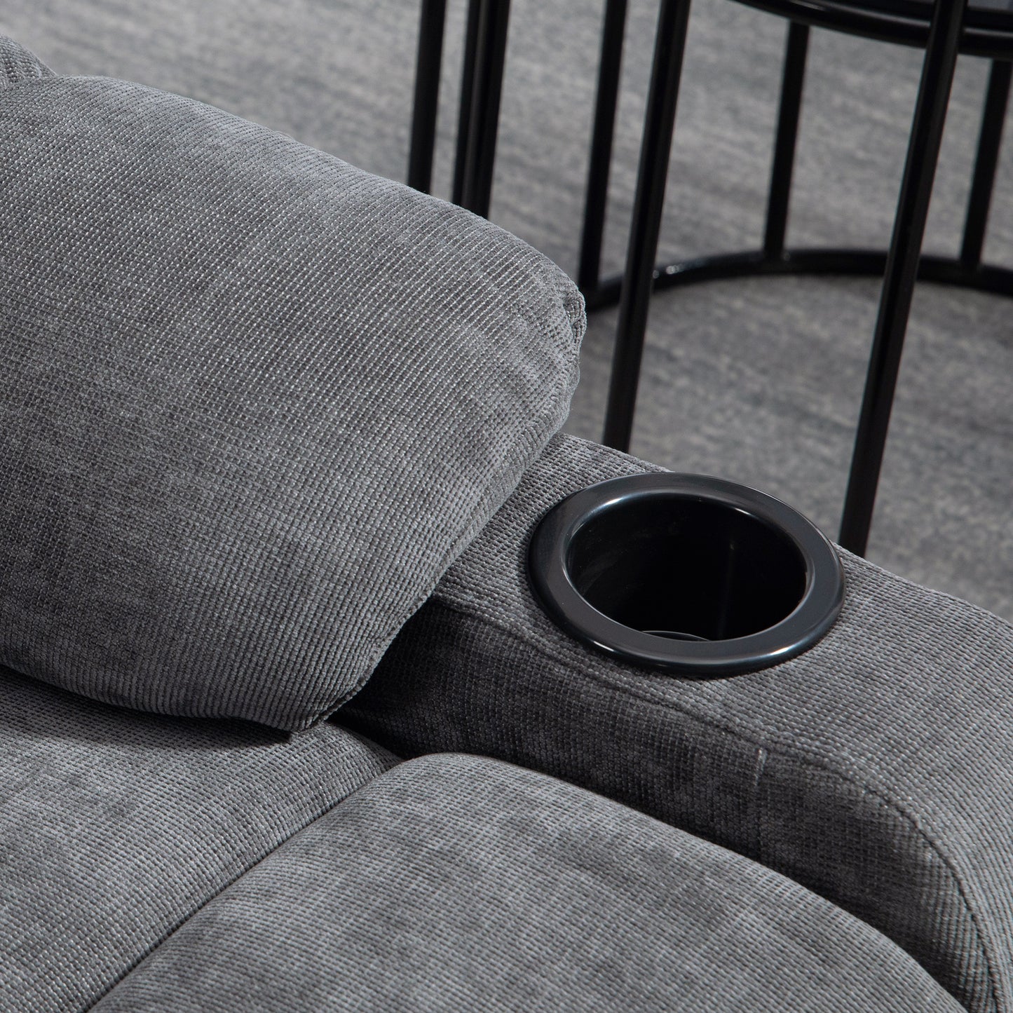 HOMCOM Relaxsessel mit Fußstütze, Liegesessel, drehbar, bis 150 kg, Stahlrahmen, 88x96x108cm, Dunkelgrau