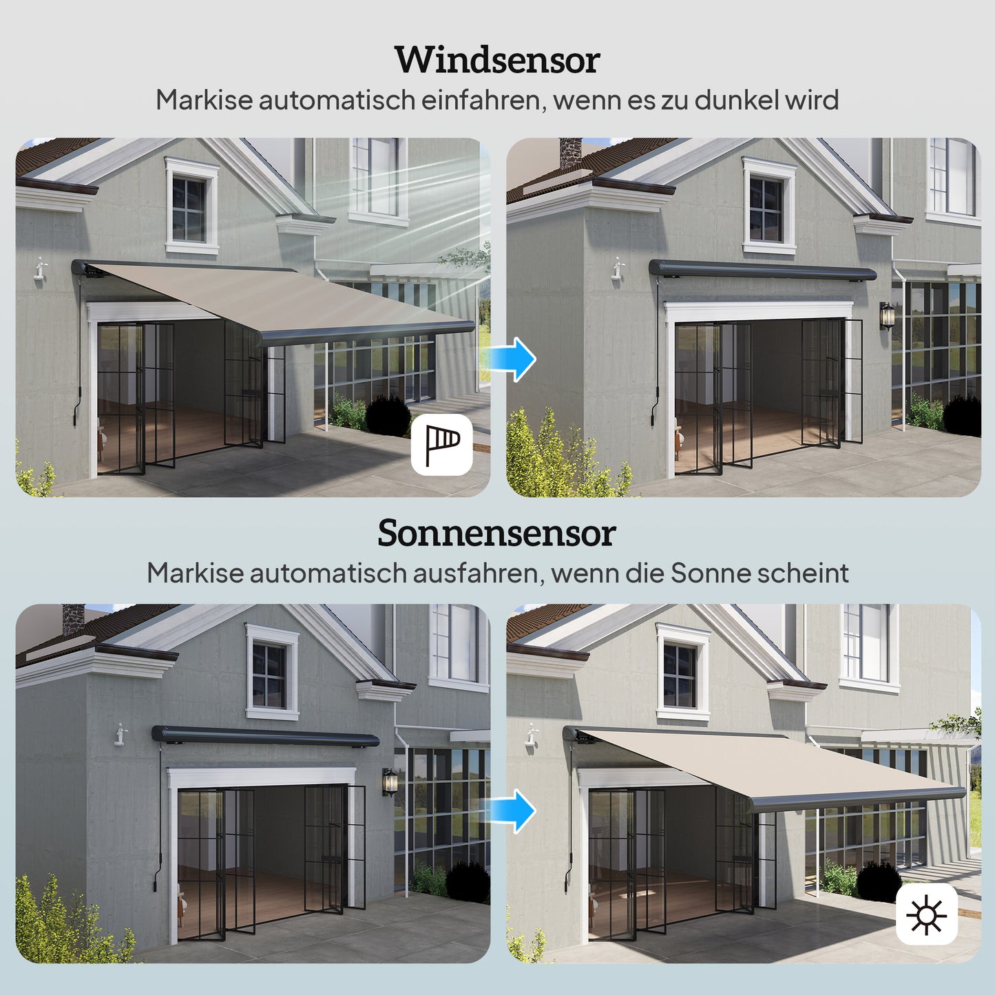 Outsunny Sonnensensor Elektrischer Windsensor Wetterstation Außensensor Windwächter 22 x 11 x 9 cm Weiß