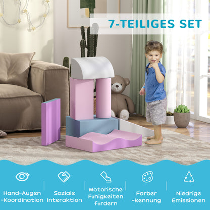 HOMCOM Schaumstoff-Bausteine für Kinder, fördert Kreativität, Kunstleder, 40x40x20 cm, Mehrfarbig, 1-3 Jahre