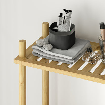 HOMCOM Toilettenregal 3 Ebenen Badezimmerregal, platzsparend Naturholz 69 x 25,5 x 181 cm