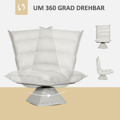 HOMCOM Sessel, drehbar, neigbare Rücklehne, Lederoptik, Stahlrahmen, hellgrau, 62 x 70 x 95 cm
