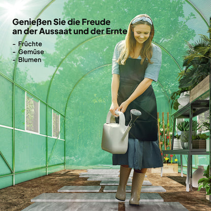 Outsunny Gewächshaus 350x200x200cm Foliengewächshaus Tomatenhaus mit Tür, 6 Fönster, Folientunnel aus verzinktem Stahl, PE, stabil Treibhaus Pflanztunnel, inkl. Erdanker &amp; Seilen, Grün