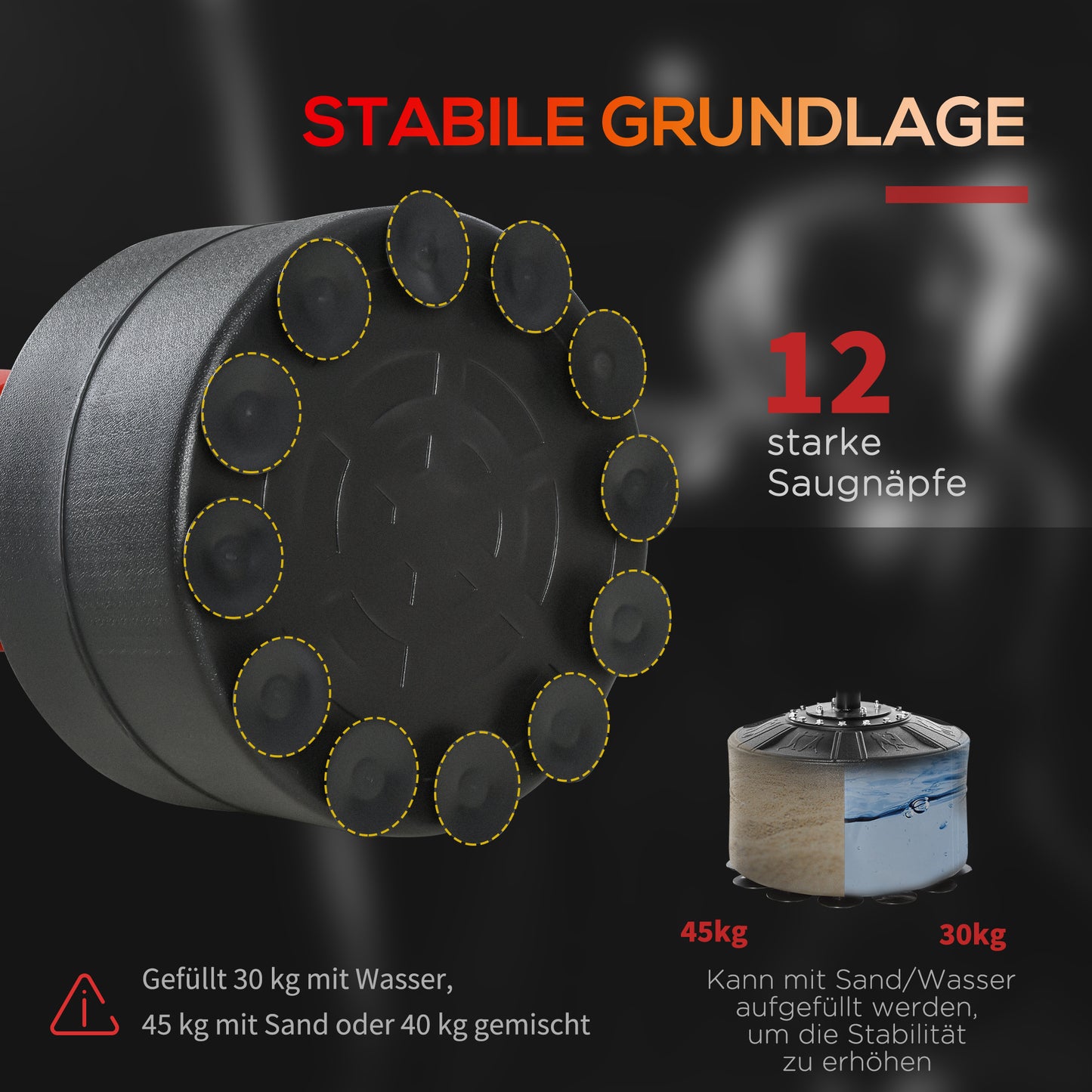HOMCOM Boxstand Standbox-Trainer mit 2 Speedbällen Reflexstange und Saugnapf-Basis 160-230cm höhenverstellbar Geeignet für Erwachsene Jugendlichen Schwarz