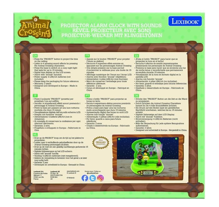 ANIMAL CROSSING - 3D Projector Alarm Clock with Sounds