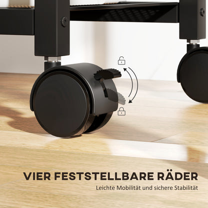 HOMCOM Druckerständer Druckeregal mit Rollen, Steckdosen, USB- und USB-C-Anschlüsse bis 40 kg Rustikalbraun