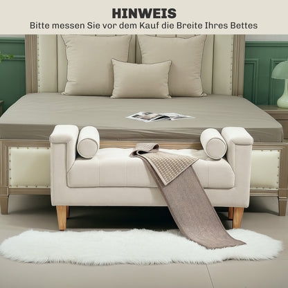 HOMCOM Polsterbank, Vintage-Design, 2 Kissen, Chenillebezug, 115 x 44 x 58 cm, Beige