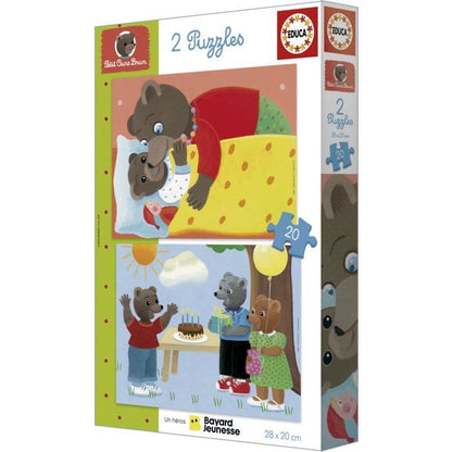 Puzzle - EDUCA - Little Brown Bear: Set of 2 puzzles of 20 pieces for children aged 4 and over