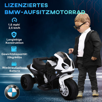 HOMCOM Elektro Kindermotorrad BMW S1000RR Elektromotorrad mit Musik, Scheinwerfer, Kinder Elektro Motorrad für Kinder von 18-36 Monaten Schwarz