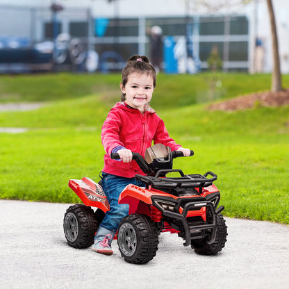 HOMCOM Kinder Quad Elektro 6V Kinderquad mit Vorwärtsfunktion, Musik, Elektro-Quad für Kinder 1,5-3 Jahre Rot