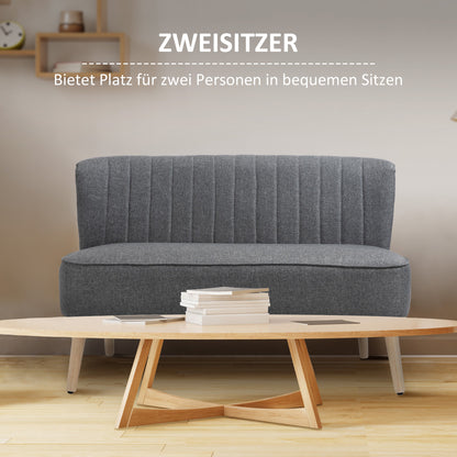 HOMCOM 2-Sitzer Sofa, weiche Polsterung, pflegeleichter Bezug, bis 150 kg, 117 x 56,5 x 77 cm, Hellgrau