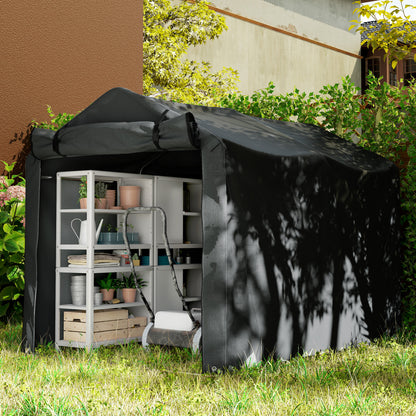 Outsunny Garagenzelt, wasserdicht Zeltgarage mit Tür, UV-beständig 220 x 157 x 165 cm Schwarz