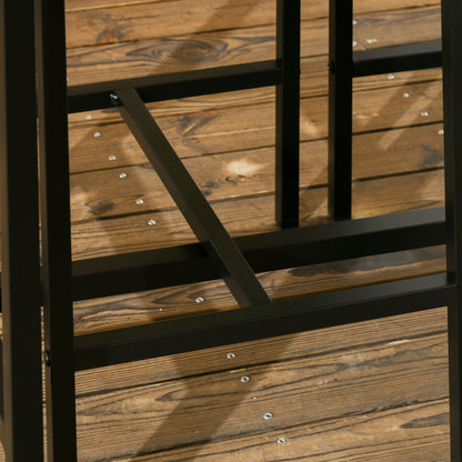 HOMCOM 3-teiliges Bar-Set, Stehtisch, 2 Stühle, MDF, Metallrahmen, wasserfest, Braun