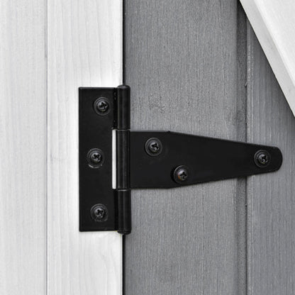 Outsunny Gartenschrank Geräteschuppen med 2 Tür Geräteschrank mit Asphaltdach Gartenlagerschrank Antidumping Design med Bodennägel Tannenholz Grau+Weiß 139 x 75 x 160 cm