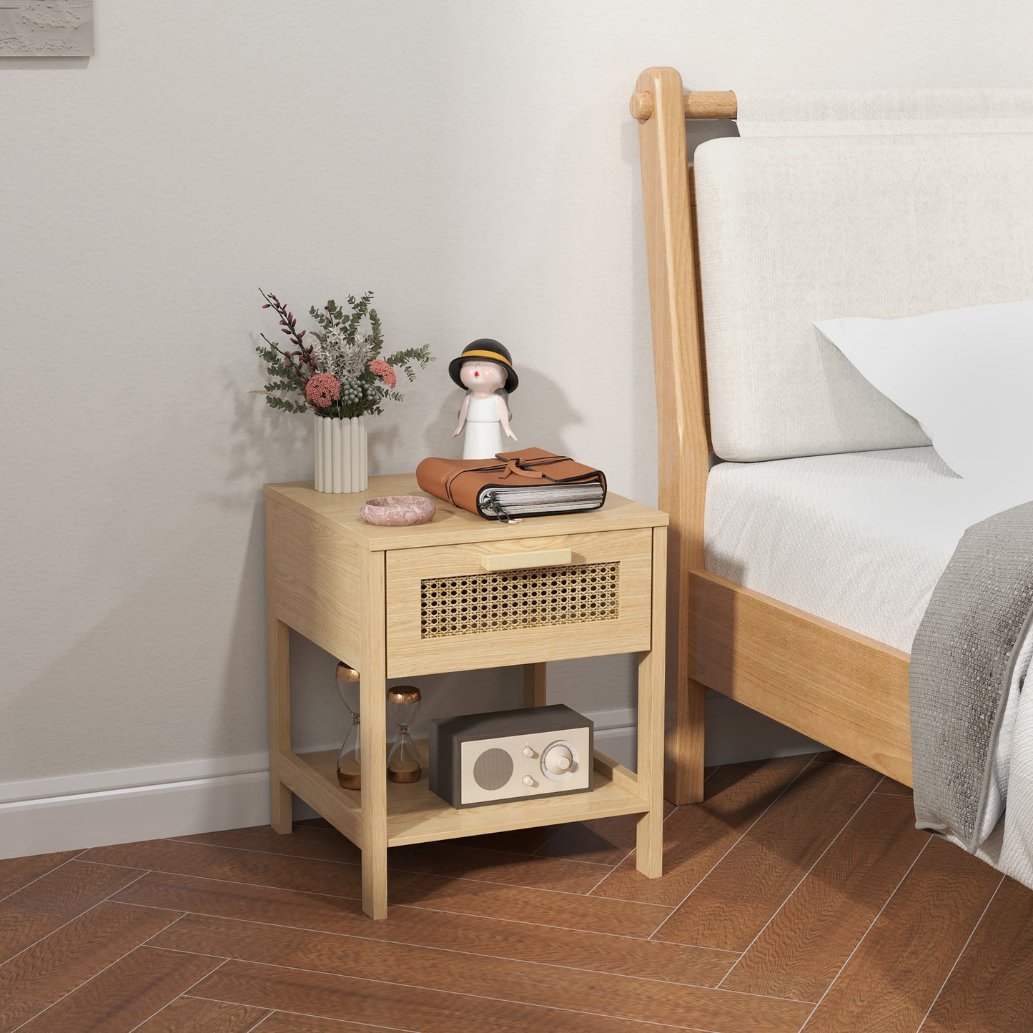 HOMCOM Nachttisch, Nachtschrank, Beistelltisch mit Schublade, MDF 40 x 40 x 48,4 cm