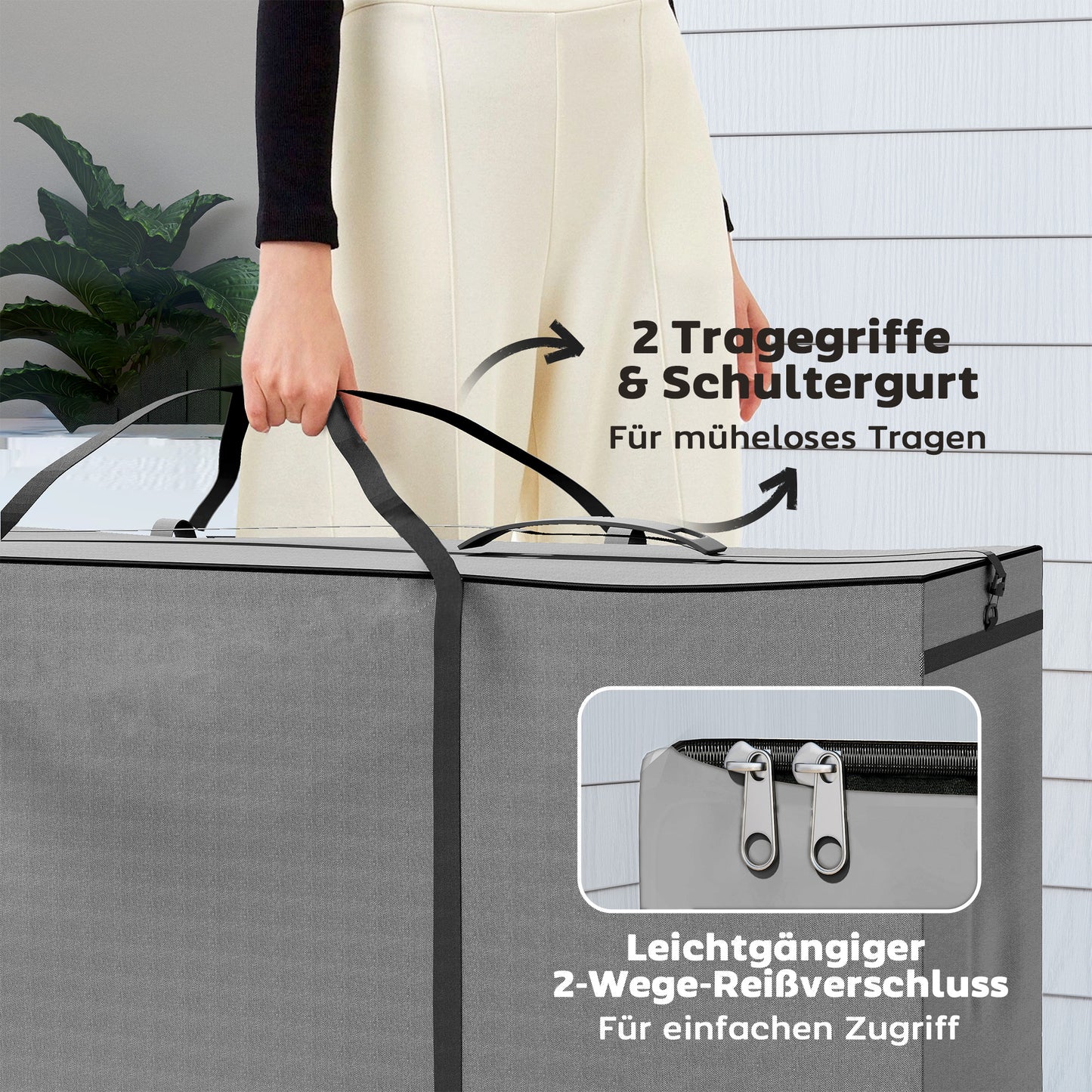 Outsunny Aufbewahrungstasche Gartenpolster, Auflagentasche, Schutzhülle mit Tragegriff, Reißverschluss, 200 x 60 x 75 cm, Hellgrau