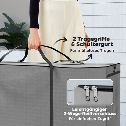Outsunny Aufbewahrungstasche Gartenpolster, Auflagentasche, Schutzhülle mit Tragegriff, Reißverschluss, 200 x 60 x 75 cm, Hellgrau
