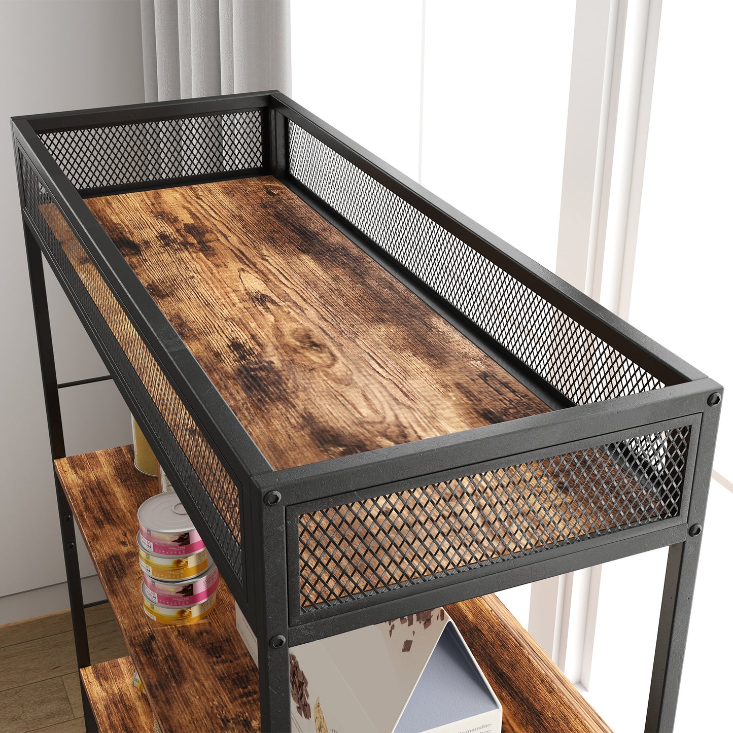 PawHut Katzentoilette mit 3-Ebenen-Regal und Kratzpfosten, geschlossenes Katzenklo, 80 x 48 x 152 cm, Braun