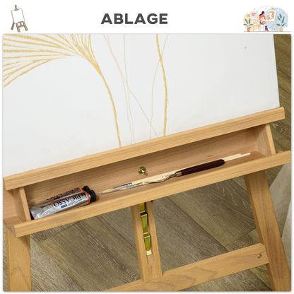 Vinsetto Staffelei, Holzstaffelei, höhenverstellbar, klappbar, Stiftablage, Buchenholz, 65 x 110 x 180-235 cm