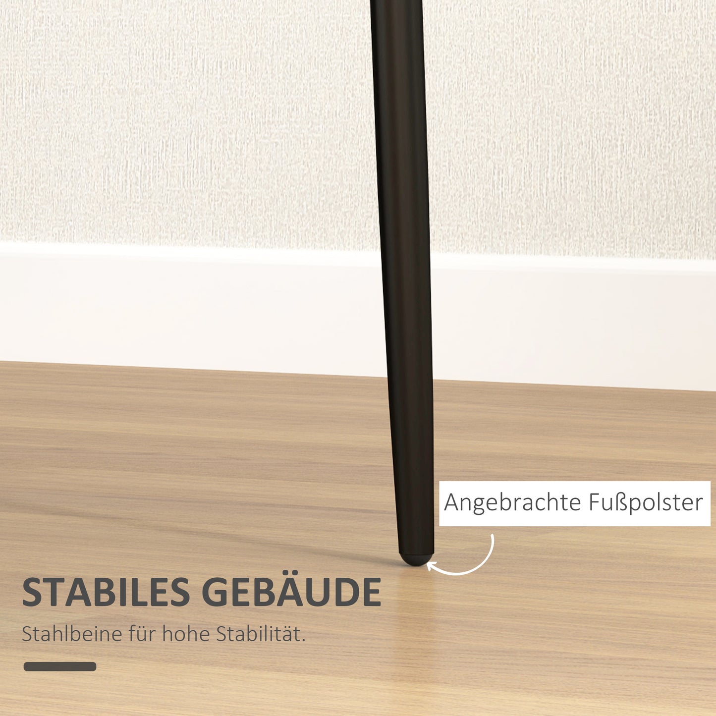 HOMCOM 4er-Set Esszimmerstühle, armloses Design, Stoffpolsterung, Metallbeine, Schwarz