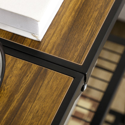 HOMCOM Küchenwagen im Industriedesign, mit 3 Regalen, Mehrzweckwagen, Servierwagen, 4 Räder, klappbar, Braun + Schwarz