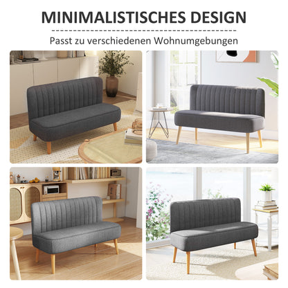 HOMCOM 2-Sitzer Sofa, weiche Polsterung, pflegeleichter Bezug, bis 150 kg, 117 x 56,5 x 77 cm, Hellgrau