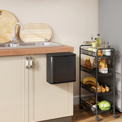 HOMCOM 8 L Mülleimer, freistehend oder hängend platzierbar, Edelstahl, Schwarz