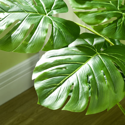 HOMCOM Kunstpflanze Realistische Kunstpflanze Monstera Deliciosa,1 Übertopf und Zementerde,17,5 cm x 17,5 cm x 120 cm, Grün
